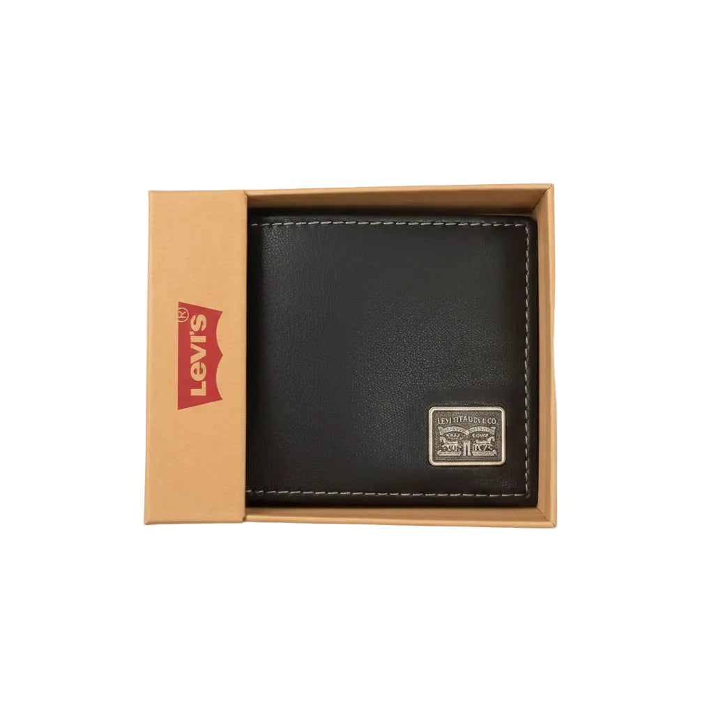 Levi's Men's Leather Bifold Wallet – Black