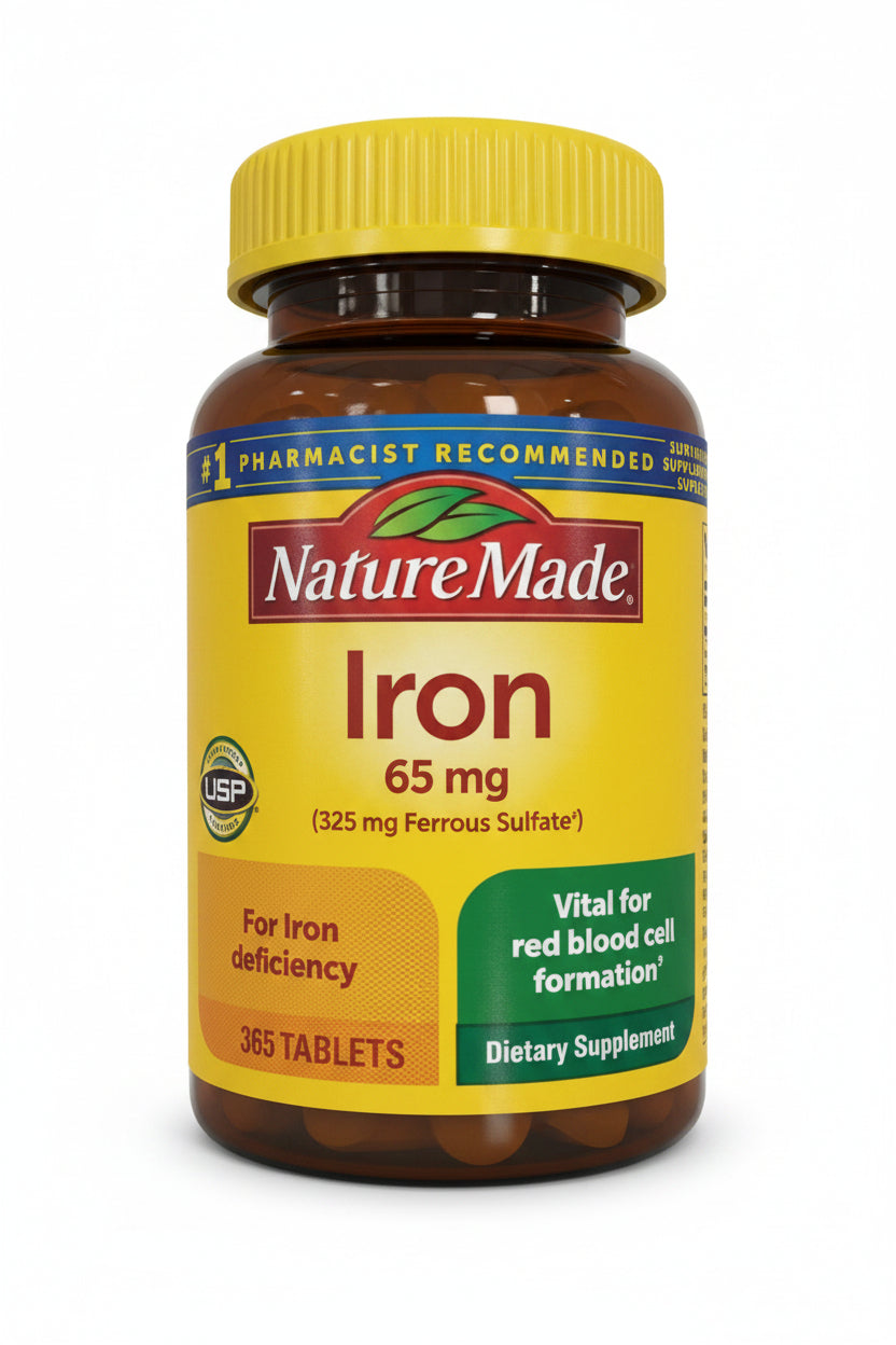 Nature Made Iron 65mg (325mg Ferrous Sulfate) – 365 Tablets
