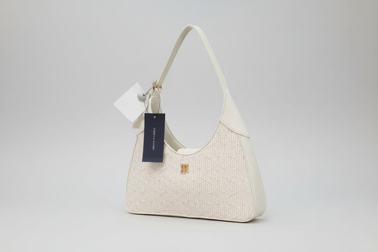 Tommy Hilfiger Monogram Shoulder Bag – Cream / Gold